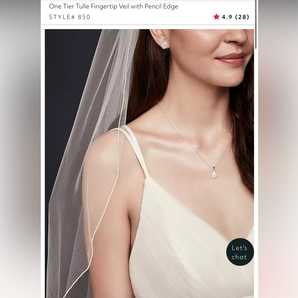 One Tier Tulle Fingertip Veil with Pencil Edge